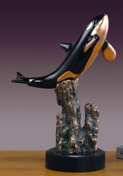 Orca Statue of the Killer Whale Swimming Upward Sculpture